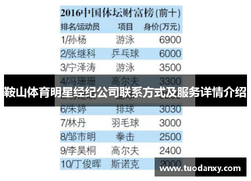 鞍山体育明星经纪公司联系方式及服务详情介绍